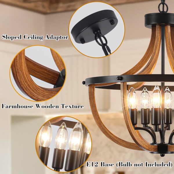 Black Farmhouse Chandelier Cage Chandelier Chandelier for Dining Room Chandelier , 6-Light Vintage Chandelier Round Pendant Chandelier Light Fixture Chandelier Adjustable Chandelier Hanging Chandelier for Kitchen Chandelier Island Foyer Chandelier  - Image 4