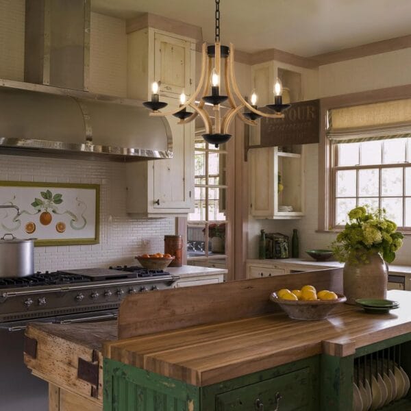 Rustic Chandelier Faux Wooden Chandelier Farmhouse Chandeliers for Dining Room Chandelier, Modern Living Room Chandelier Light Fixture Chandelier, Dining Chandeliers Over Table - Image 6