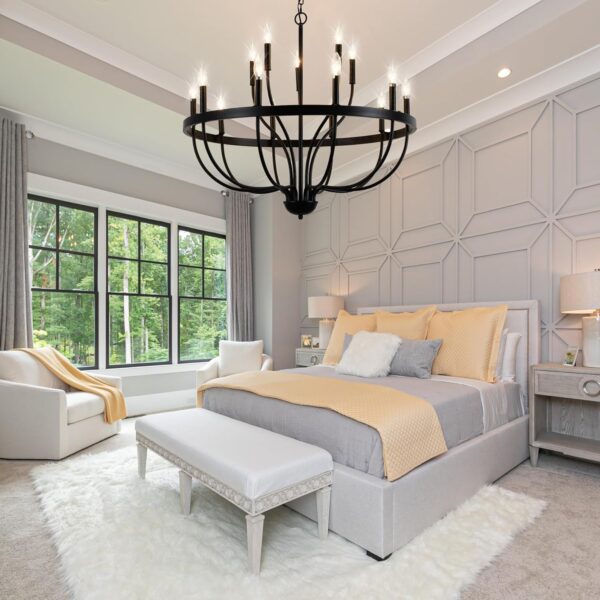 Black Chandelier 15-Light Industrial Iron Candle Chandelier Modern Suspended Farmhouse Chandeliers - Image 7
