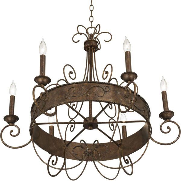 Rust  Iron Chandelier Bronze  Iron Chandelier Candelabra Chandelier  Iron Chandelier Lighting Iron Chandelier 30" Wide Rustic Farmhouse Industrial 6-Light Fixture for Dining Iron Chandelier Room Iron Chandelier House Foyer  Iron Chandelier Entryway Kitchen Bedroom Living Room High - Image 4