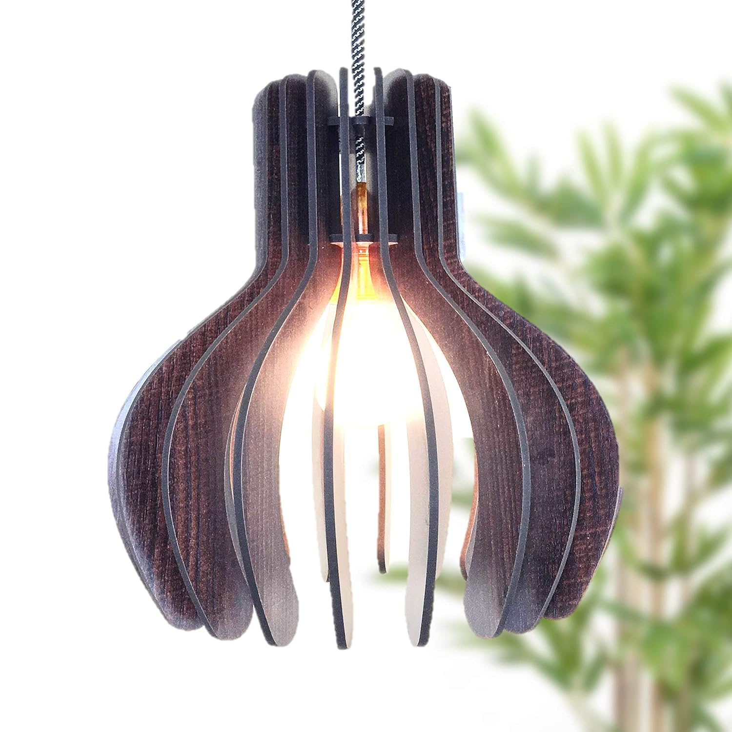 Wooden Pendant Lights for Decor, DIY Ceiling Lamp Fixtures for Kitchen, Living