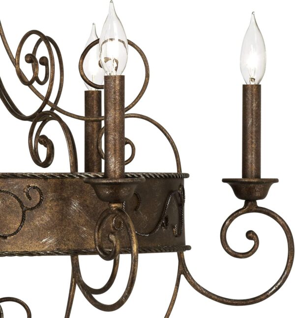 Rust  Iron Chandelier Bronze  Iron Chandelier Candelabra Chandelier  Iron Chandelier Lighting Iron Chandelier 30" Wide Rustic Farmhouse Industrial 6-Light Fixture for Dining Iron Chandelier Room Iron Chandelier House Foyer  Iron Chandelier Entryway Kitchen Bedroom Living Room High - Image 7