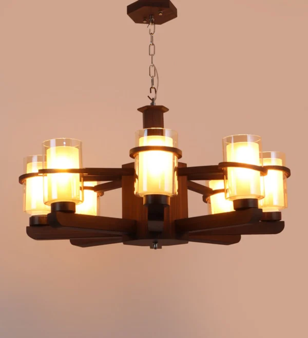 Wooden Chandelier, Wood Chandelier, Shaded Chandelier - Image 5