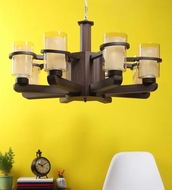 Wooden Chandelier, Wood Chandelier, Shaded Chandelier - Image 6