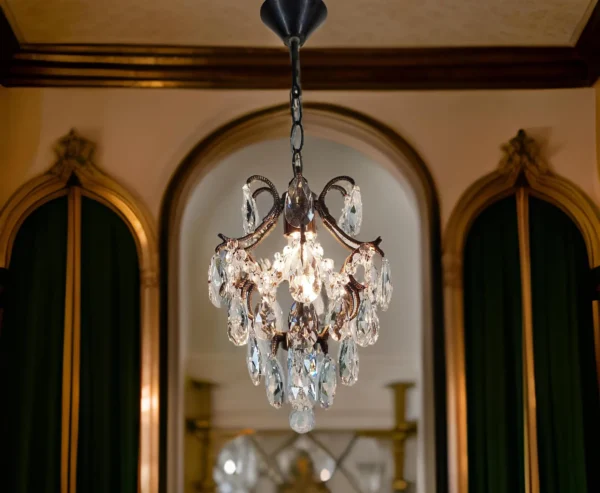 Fixture Chandelier Pendant Chandelier Victorian Chandelier , Antique Chandelier Cage Chandelier Petite Chandelier Light Vintage Chandelier from Light 1960's Chandelier Brass & Crystals Chandelier Small Ceiling Chandelier Lighting Lamp Chandelier  - Image 2