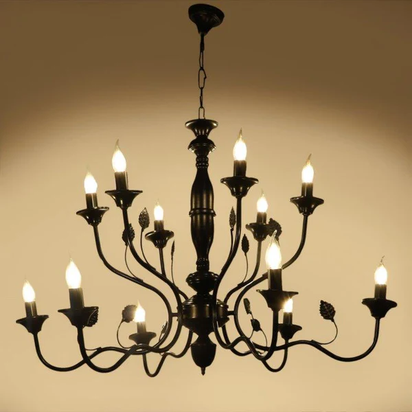 Black Iron Chandelier – E14 Holder – without Bulb – JS-1317-8-4LP