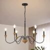 Chandelier | Rustic 6-Light Wood Chandelier for Dining Room and Living Room