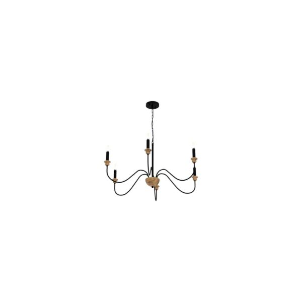 Chandelier | Rustic 6-Light Wood Chandelier for Dining Room and Living Room - Image 4