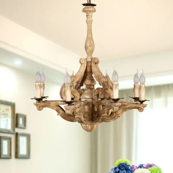 Chandelier | Wooden Chandelier Lighting For Living Dining Room Lustre Vintage Chandeliers Loft Hanging Retro Home - Image 5