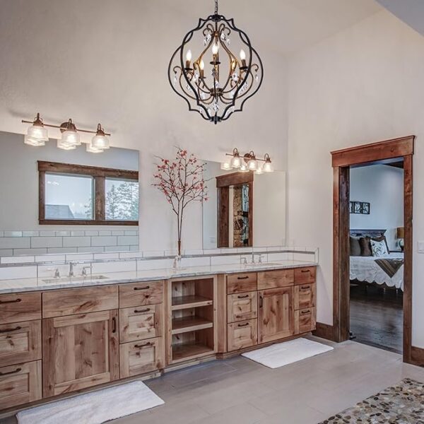 5 Lights Farmhouse Chandelier, Rustic Orb Chandeliers for Dining Room, Black Crystal Chandelier Light Fixture for Living Room, Bedreoom, Hallway, Bronze, D 27" - Image 5