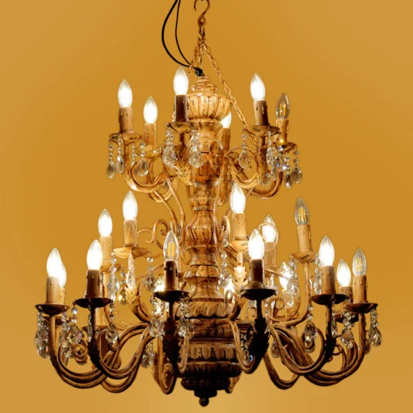 Chandelier | 24 Lights Rustic Finish Wood Chandelier