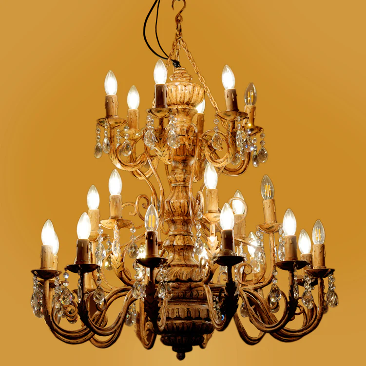 24 Lights Rustic Finish Wood Chandelier – Copy