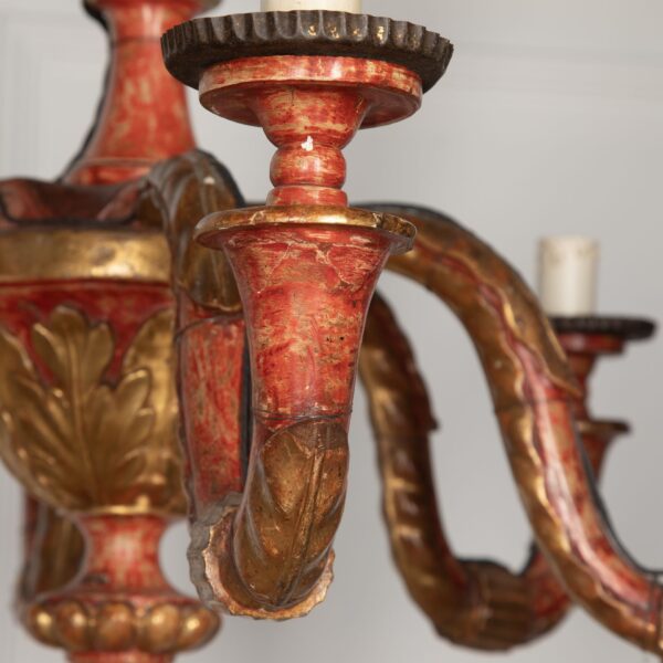 Chandelier | 18th Century French Carved Wood Chandelier - Image 4