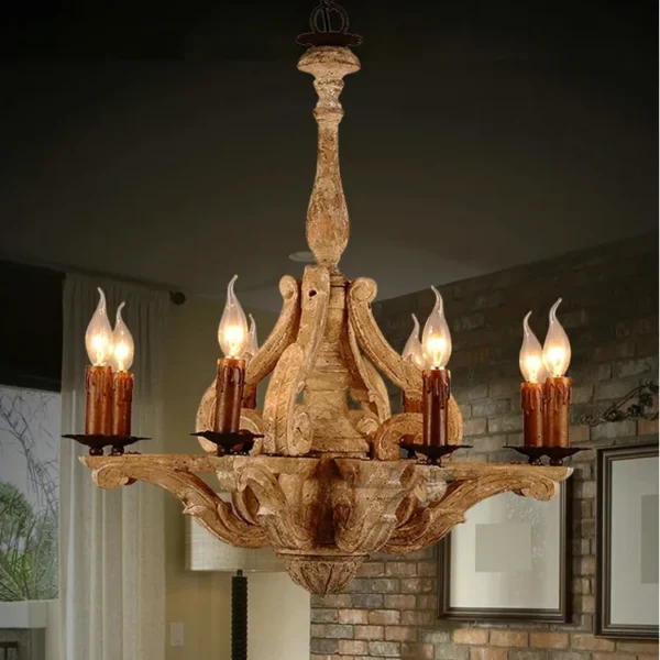 Chandelier | Wooden Chandelier Lighting For Living Dining Room Lustre Vintage Chandeliers Loft Hanging Retro Home