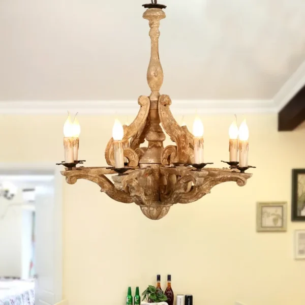 Chandelier | Wooden Chandelier Lighting For Living Dining Room Lustre Vintage Chandeliers Loft Hanging Retro Home - Image 3