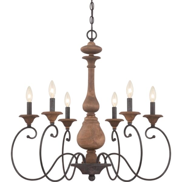 Chandelier | Wooden Chandelier 6 - Light Dimmable Classic / Traditional Chandelier