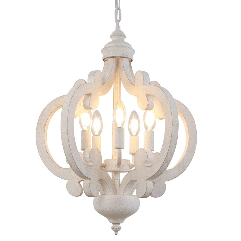 Chandelier | 5 – Light Wood Dimmable Geometric Chandelier