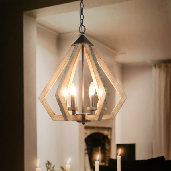 Chandelier | Triangle Light Antique Modern Farmhouse Wood Chandelier