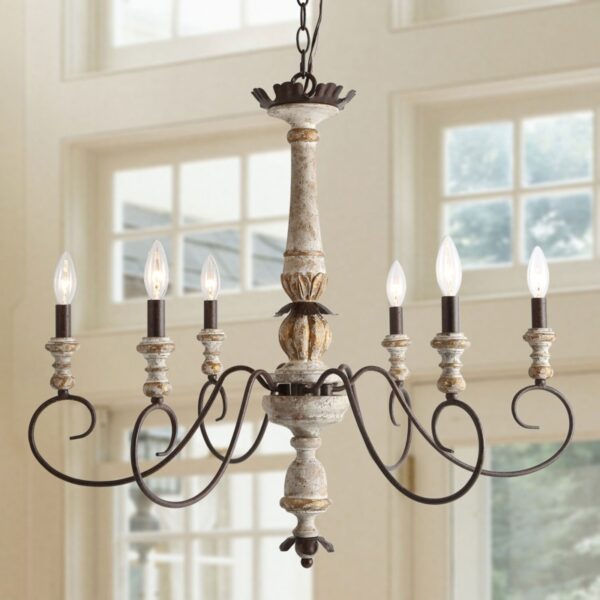 Iron chandelier | Chandelier | 6 - Light Wooden chandelier / Traditional Chandelier