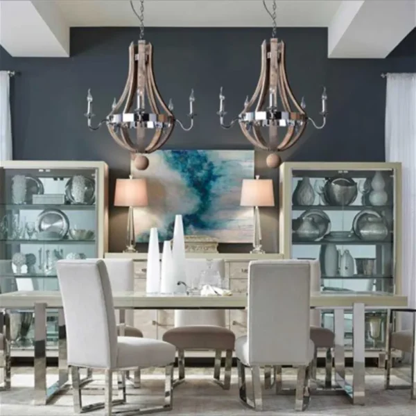 Chandeliers Vintage Chandelier Decoration Retro Wood Light Fixture Of Living Room Bedroom Loft Home American Country - Image 4