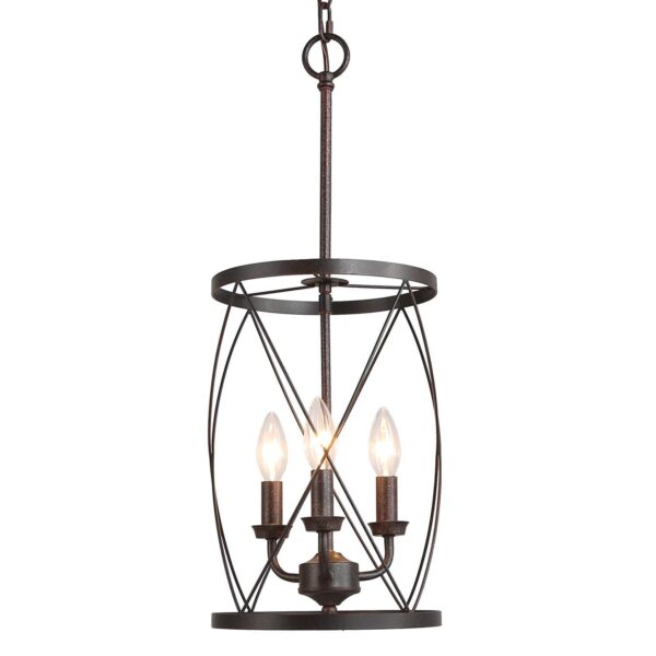 3-Light Industrial Chandeliers, Foyer Pendant Light, Hanging Fixture for Dining Room, Adjustable Height, Bronze Finish with Thin Metal Shade - Image 5