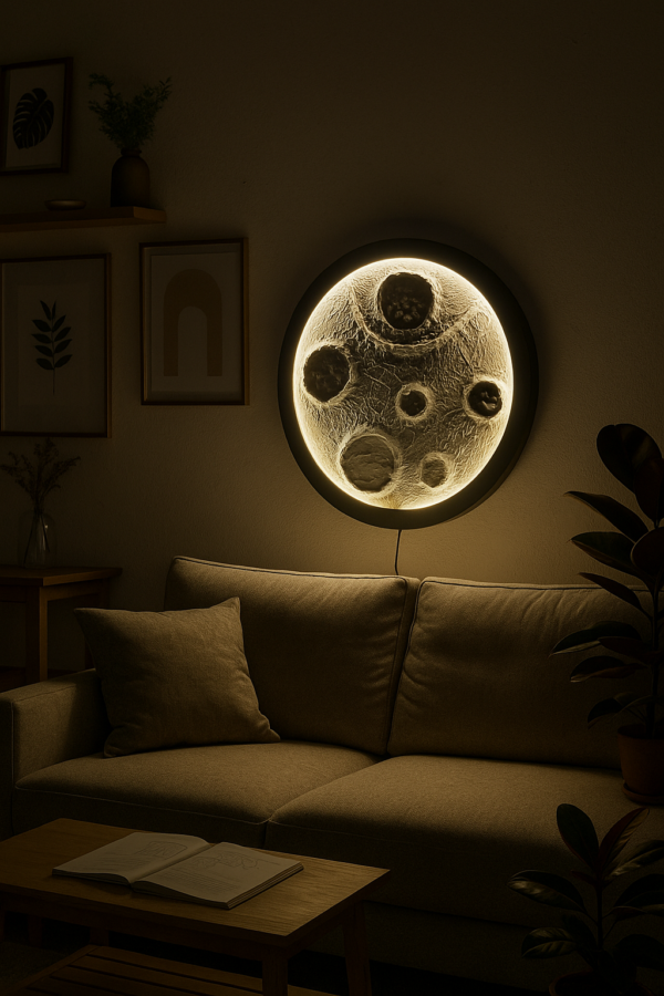 Moon Wall Light – 24 Inch Lunar Surface Lamp - Image 4