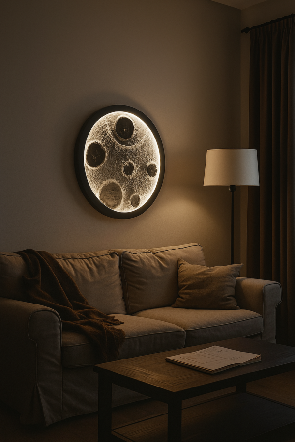 Moon Wall Light – 24 Inch Lunar Surface Lamp - Image 3