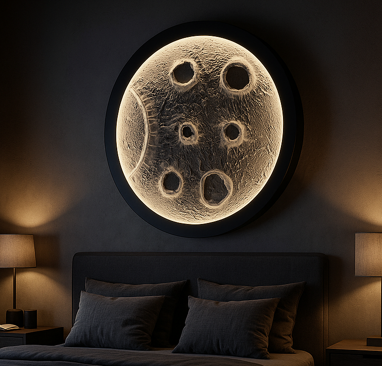 Moon Wall Light – 30 Inch Cratered Moon Wall Lamp