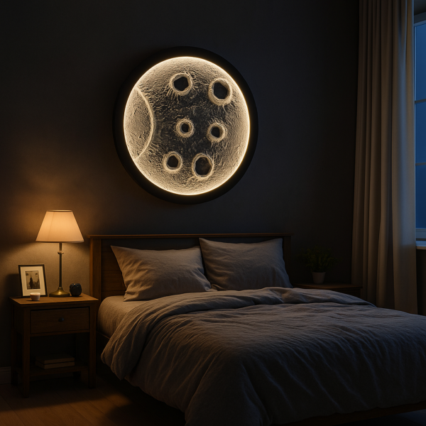 Moon Wall Light – 30 Inch Cratered Moon Wall Lamp - Image 3