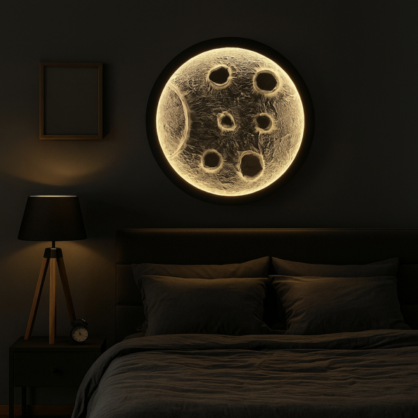 Moon Wall Light – 30 Inch Cratered Moon Wall Lamp - Image 4