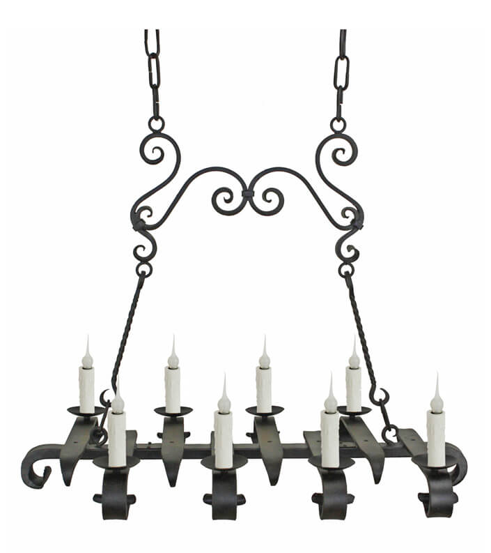 Hand Forged Iron Eight Light Chandelier