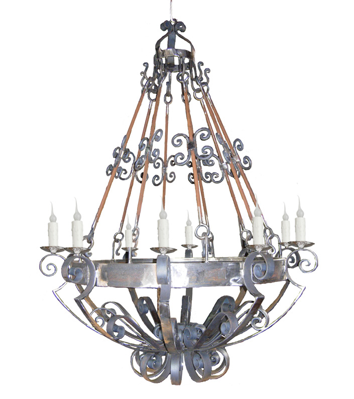 Hand Forged Iron Eight Light Chandelier