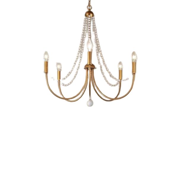 Elegant Pearl-Accented Chandelier – 5 Lights (Model No. IC0022)
